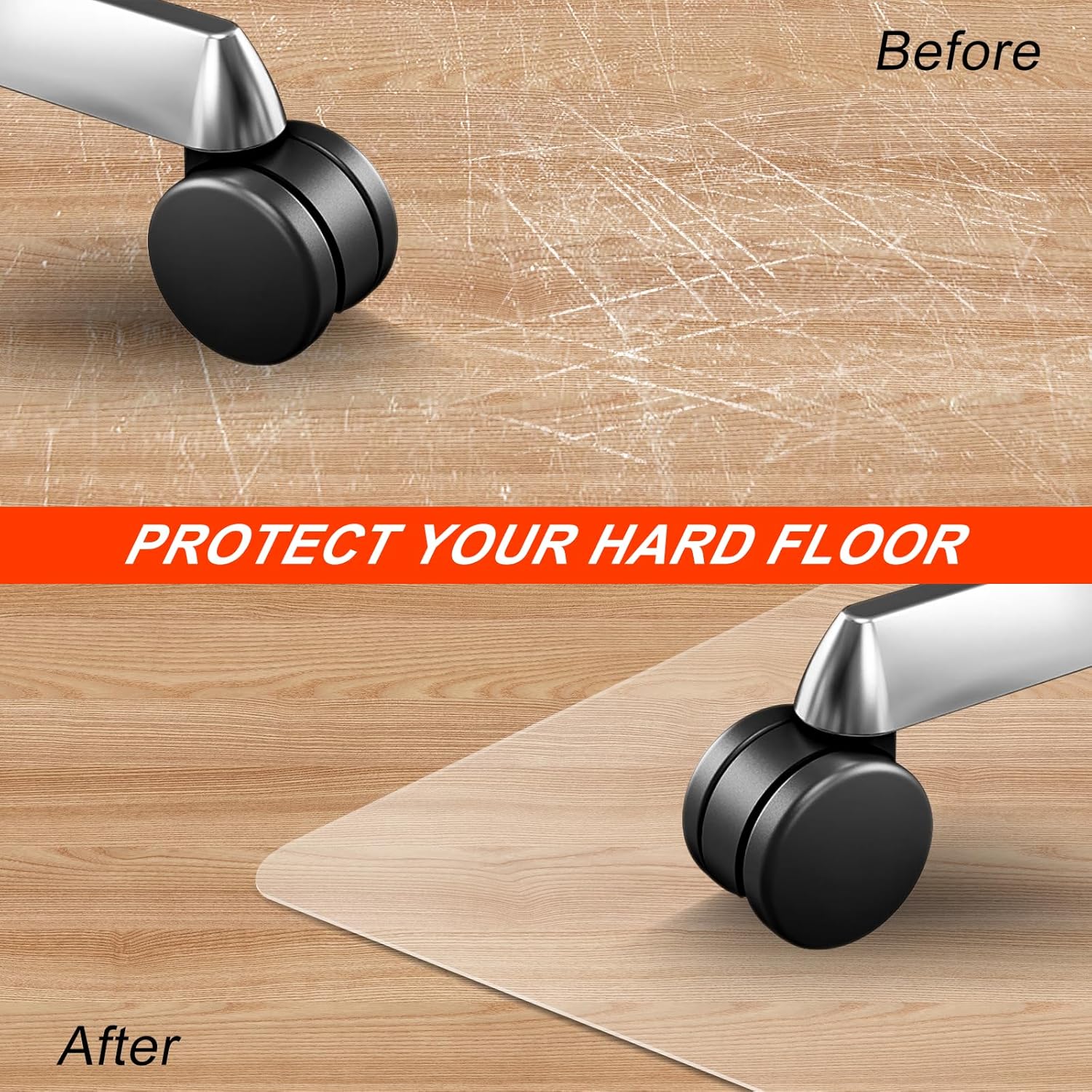 Vicwe Chair mat for Hardwood Floor, 36 x 48 inches Fully Transparent Floor Mats for Rolling Chairs, Floor Protector, Easy Clean, Rectangle